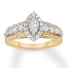Diamond Engagement Ring 7/8 ct tw Marquise/Round 14K Gold