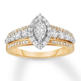 Diamond Engagement Ring 7/8 ct tw Marquise/Round 14K Gold