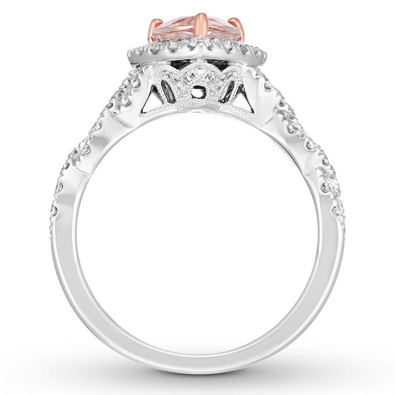 Neil Lane Morganite Engagement Ring 3/4 ct tw Pear & Round-cut 14K White Gold