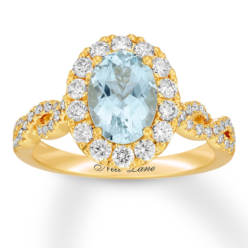 Neil Lane Aquamarine Engagement Ring 3/4 cttw Diamonds 14K Yellow Gold