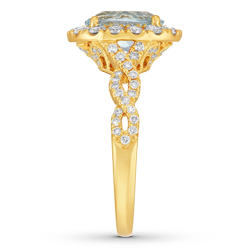 Neil Lane Aquamarine Engagement Ring 3/4 cttw Diamonds 14K Yellow Gold