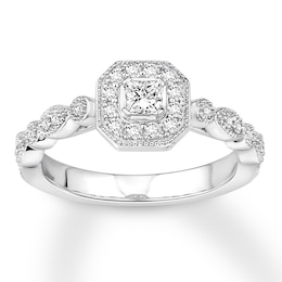 Adore Diamond Engagement Ring 3/8 ct tw Princess/Round 14K White Gold