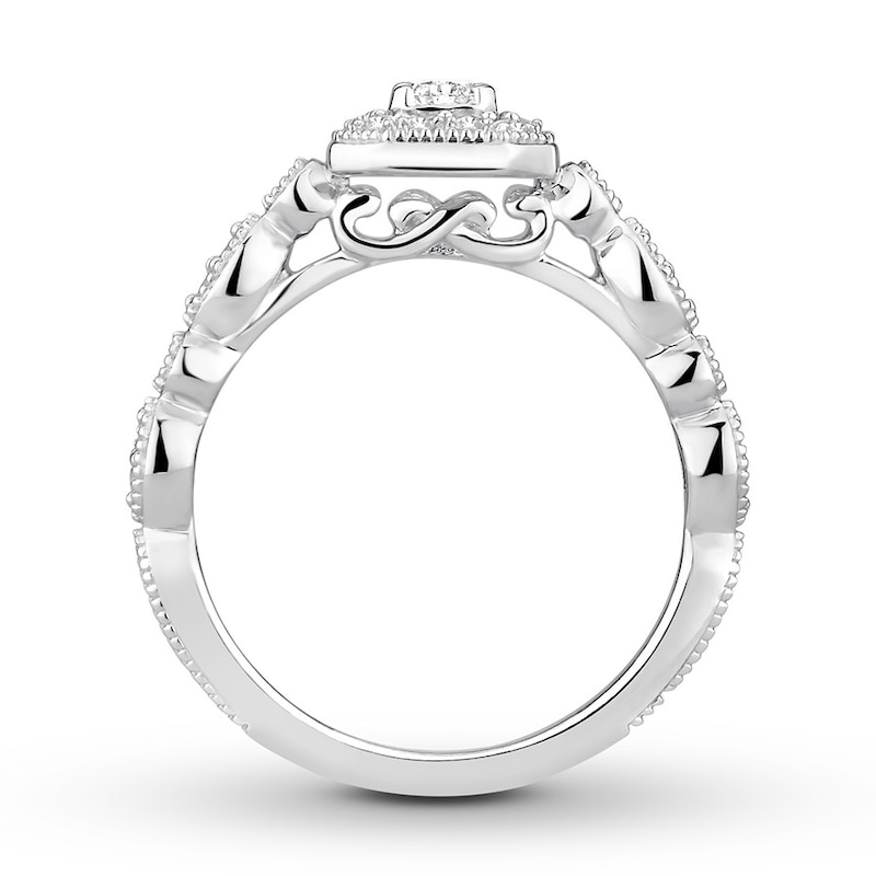 Main Image 2 of Diamond Engagement Ring 3/8 ct tw Princess/Round 14K White Gold