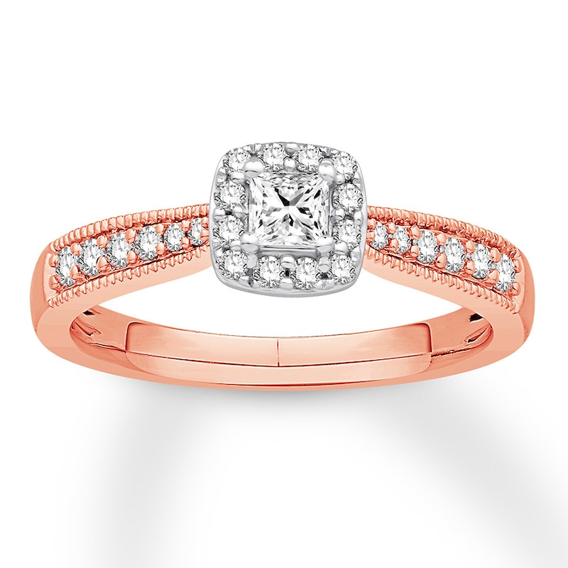 Diamond Engagement Ring 3/8 ct tw Princess/Round 10K Rose Gold