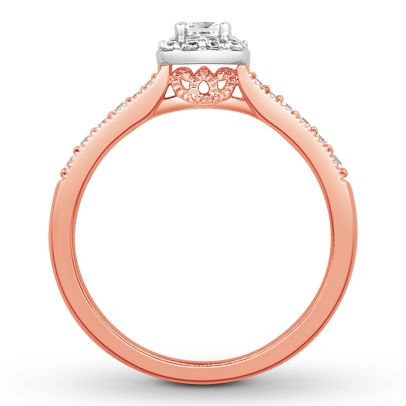 Diamond Engagement Ring 3/8 ct tw Princess/Round 10K Rose Gold