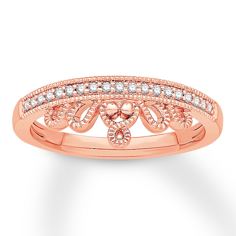 Main Image 1 of Adore Diamond Wedding Band 1/10 ct tw Round-cut 10K Rose Gold