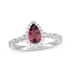 Neil Lane Garnet Engagement Ring 1/4 ct tw Pear & Round-cut 14K White Gold