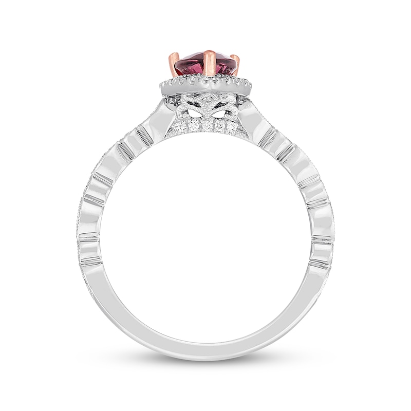 Neil Lane Garnet Engagement Ring 1/4 ct tw Pear & Round-cut 14K White Gold
