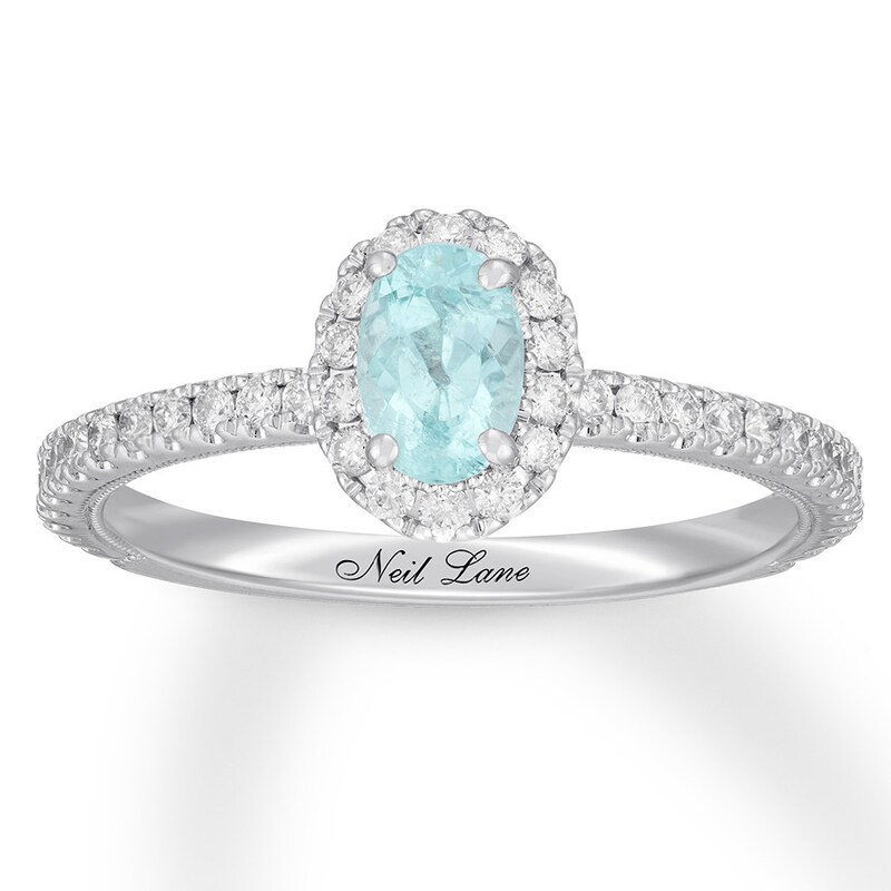 Neil Lane Paraiba Tourmaline Ring 3/8 ct tw Diamonds 14K Gold
