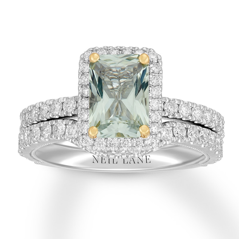 Main Image 1 of Neil Lane Green Quartz Bridal Set 1 ct tw Diamonds 14K White Gold