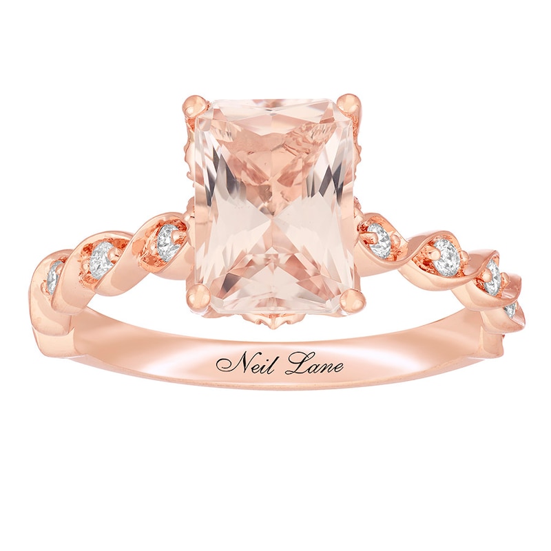 Neil Lane Morganite Engagement Ring 1/3 ct tw Diamonds 14K Rose Gold