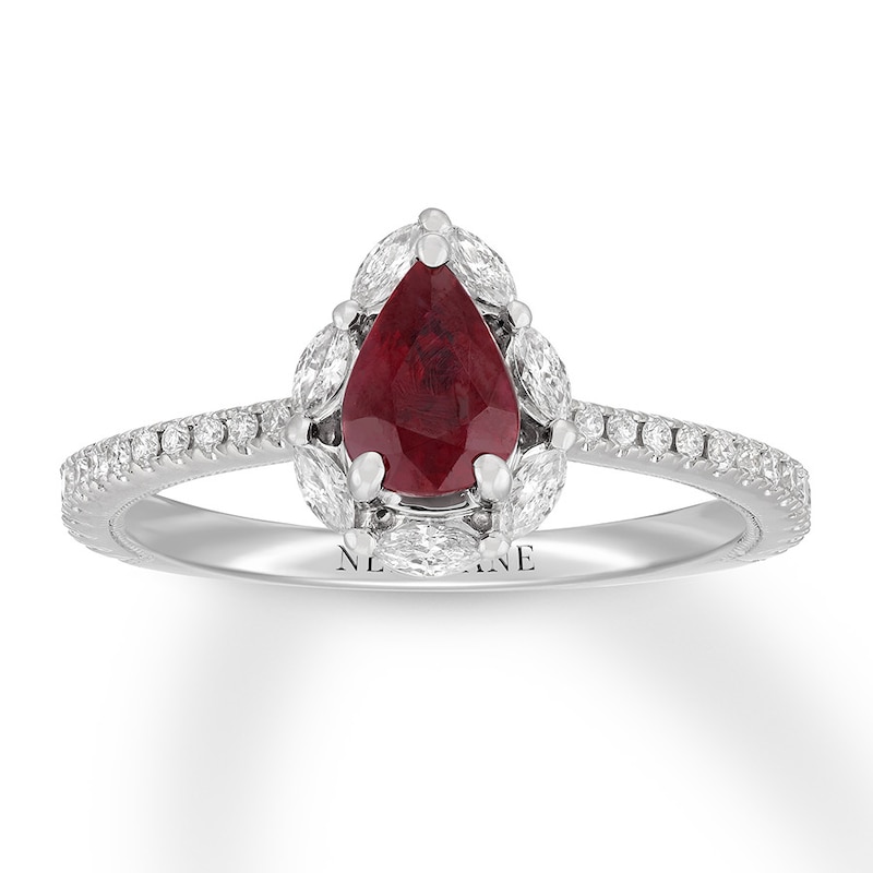 Main Image 1 of Neil Lane Ruby Engagement Ring 3/8 cttw Diamonds 14K White Gold