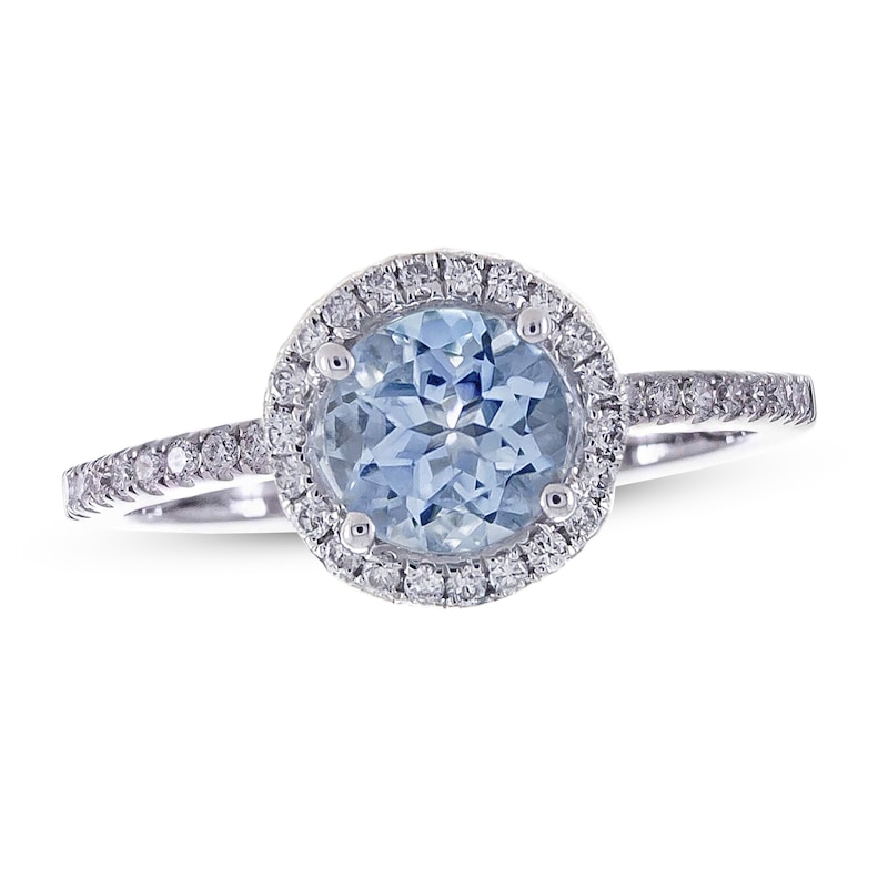 Aquamarine Diamond Engagement Ring 1/5 ct tw 14K White Gold