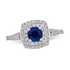 Lab-Created Blue Sapphire & Diamond Engagement Ring 1/4 ct tw 14K White Gold