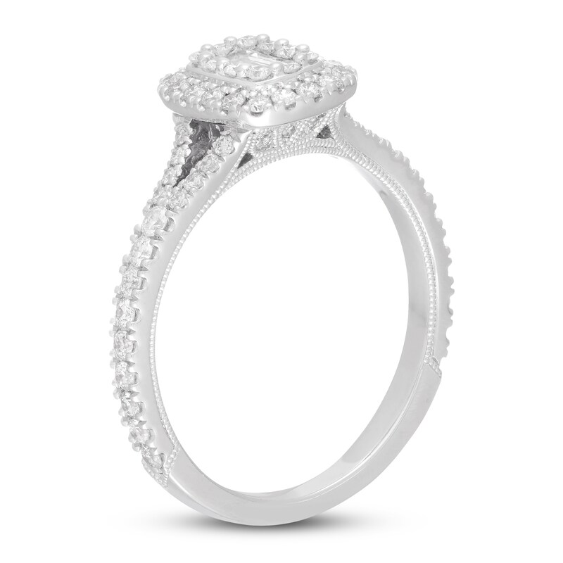 Neil Lane Diamond Engagement Ring 3/4 ct tw Baguette/Round 14K White Gold