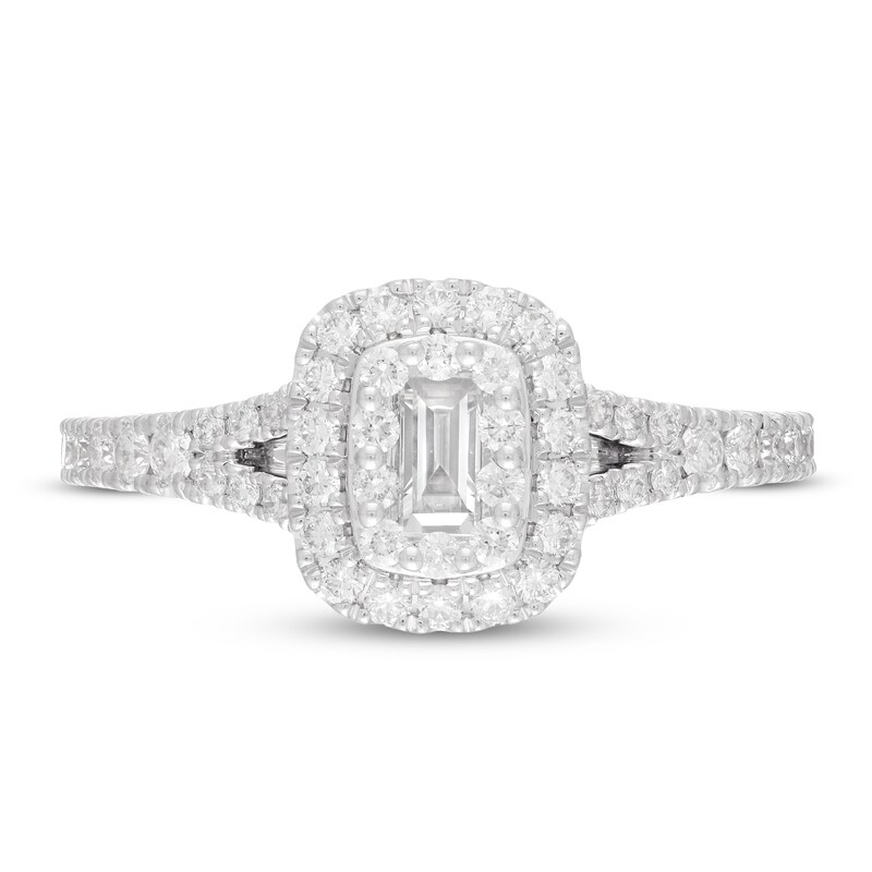 Neil Lane Diamond Engagement Ring 3/4 ct tw Baguette/Round 14K White Gold