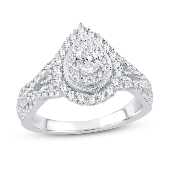 Diamond Engagement Ring 1 ct tw Pear/Round 14K White Gold