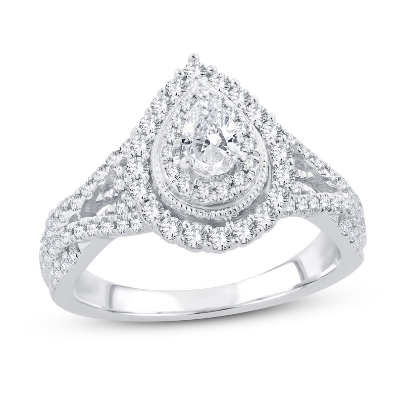 Main Image 1 of Diamond Engagement Ring 1 ct tw Pear/Round 14K White Gold