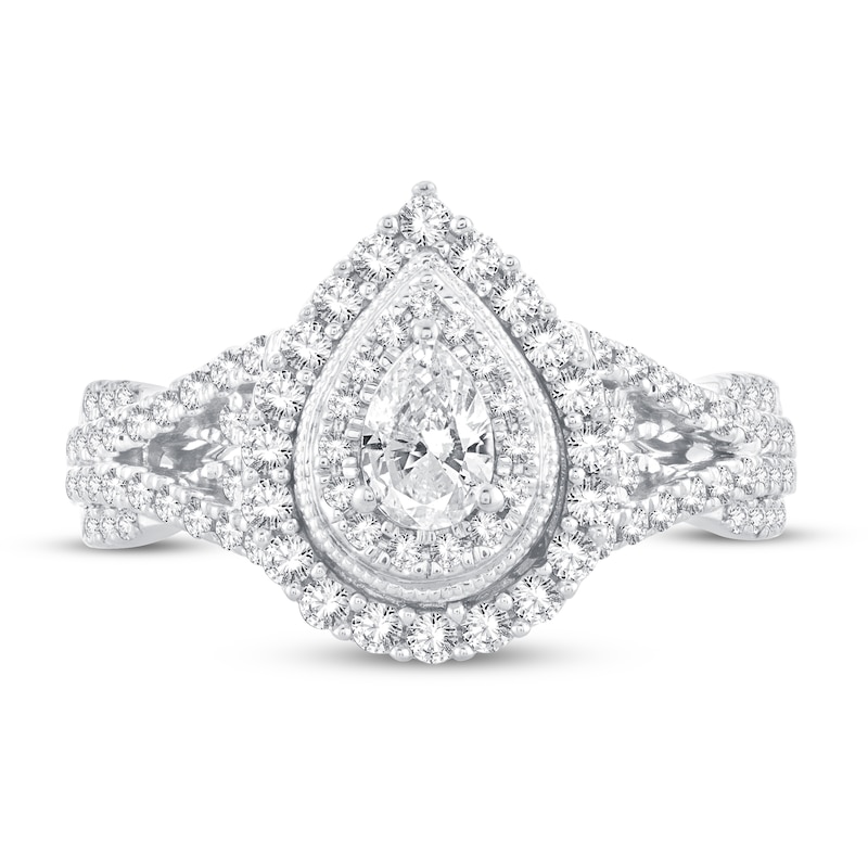Diamond Engagement Ring 1 ct tw Pear/Round 14K White Gold