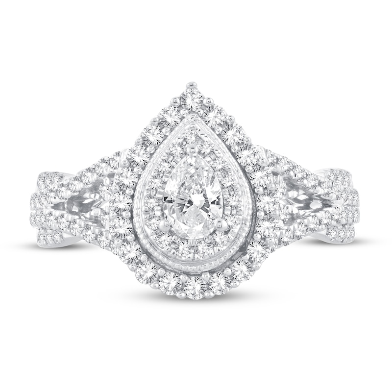 Main Image 3 of Diamond Engagement Ring 1 ct tw Pear/Round 14K White Gold