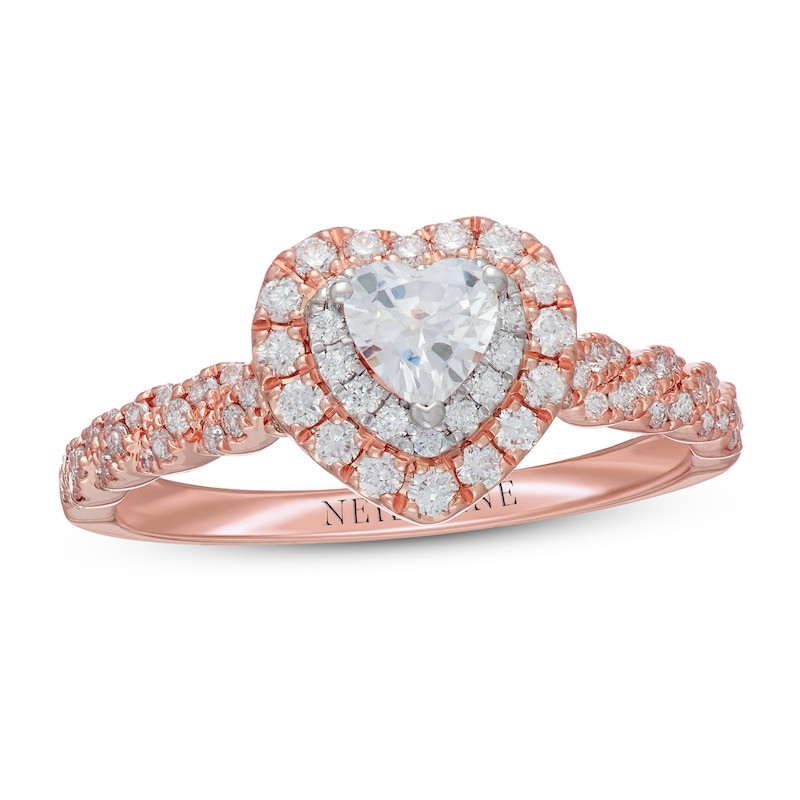 Main Image 4 of Neil Lane Diamond Engagement Ring 3/4 ct tw Heart & Round-cut 14K Two-Tone Gold