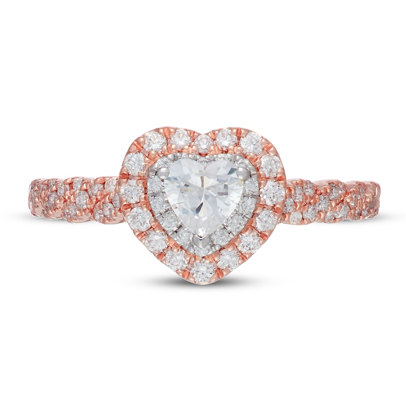 Main Image 5 of Neil Lane Diamond Engagement Ring 3/4 ct tw Heart & Round-cut 14K Two-Tone Gold