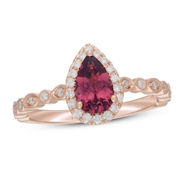 Neil Lane Garnet Engagement Ring 1/4 ct tw Pear & Round-cut 14K Rose Gold