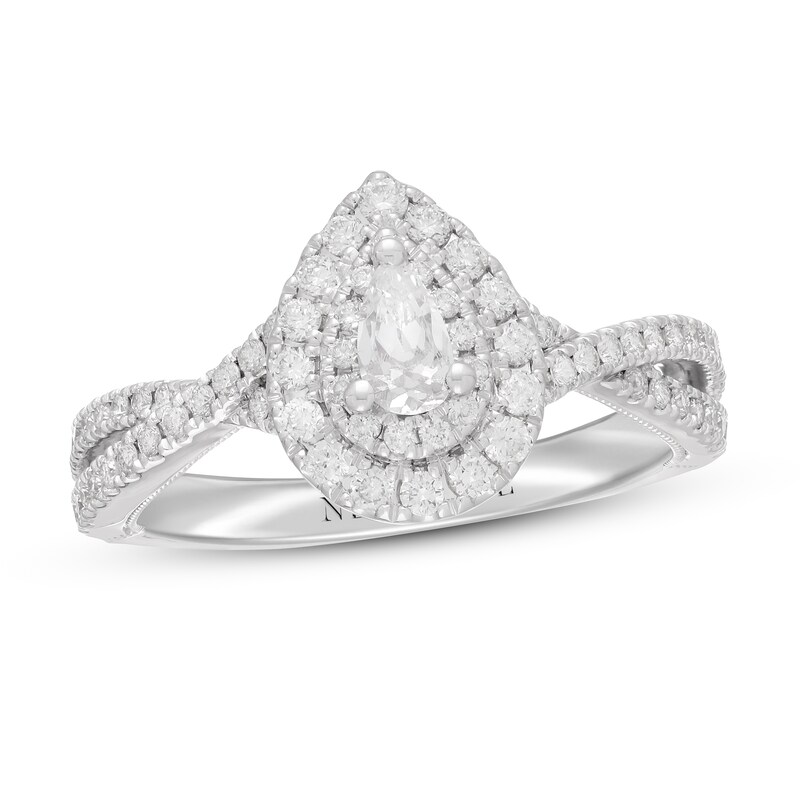 Neil Lane Diamond Engagement Ring 7/8 ct tw Pear/Round 14K White Gold