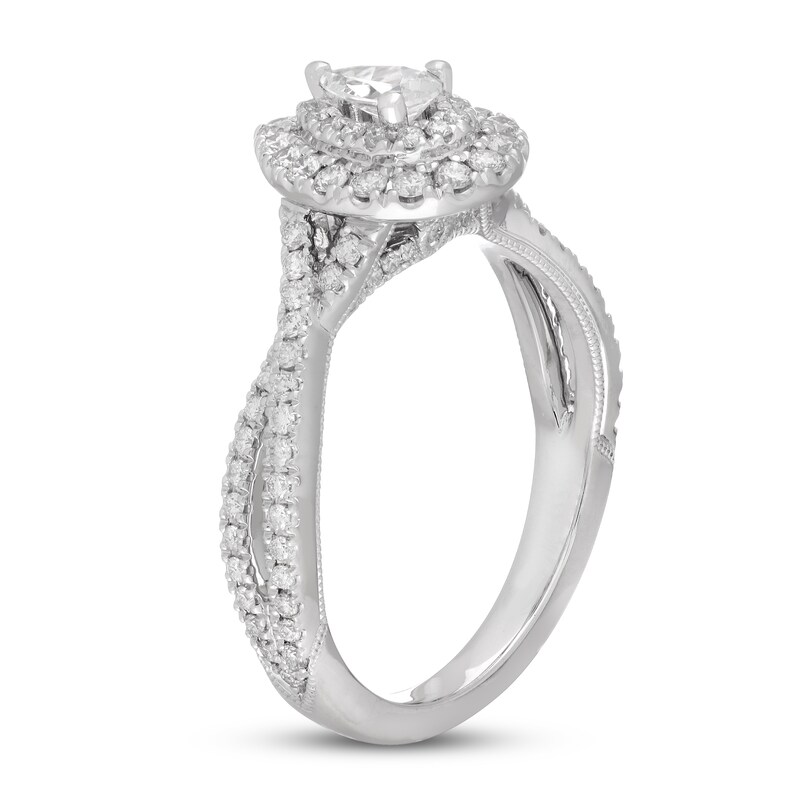 Neil Lane Diamond Engagement Ring 7/8 ct tw Pear/Round 14K White Gold