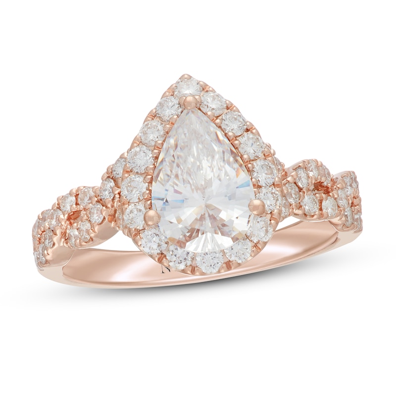 Neil Lane Diamond Engagement Ring 2-1/8 ct tw Pear/Round 14K Rose Gold