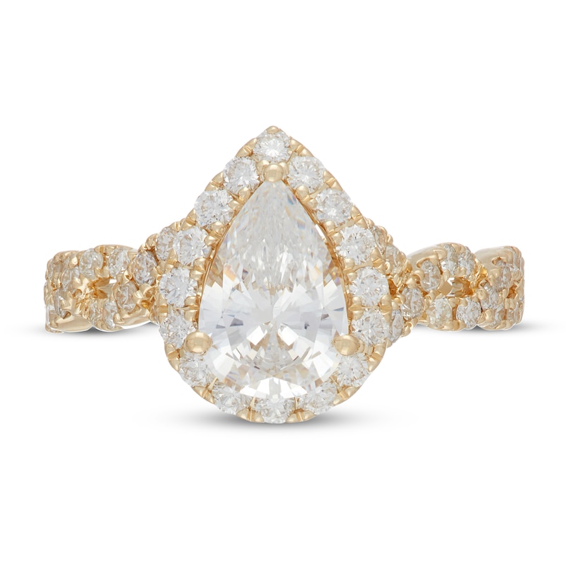 Main Image 3 of Neil Lane Diamond Engagement Ring 2-1/8 ct tw Pear/Round 14K Yellow Gold