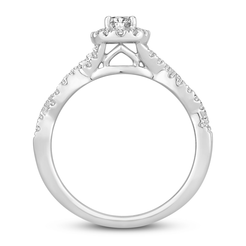 Diamond Engagement Ring 7/8 ct tw Oval/Round 14K White Gold