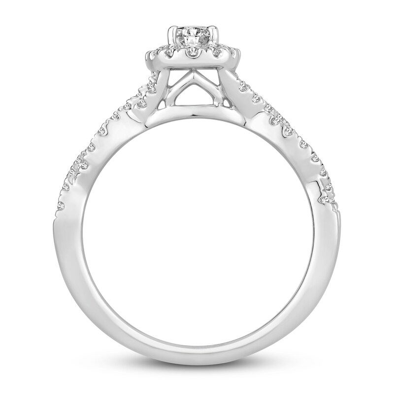 Diamond Engagement Ring 7/8 ct tw Oval/Round 14K White Gold