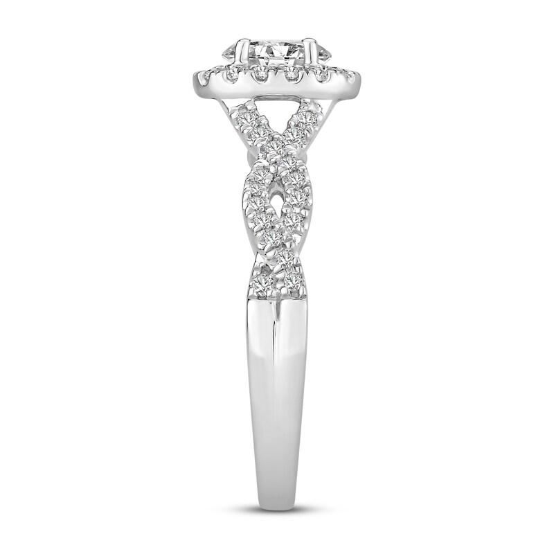 Diamond Engagement Ring 7/8 ct tw Oval/Round 14K White Gold