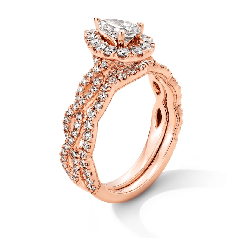 Main Image 2 of Neil Lane Diamond Bridal Set 1-1/2 ct tw Pear & Round-cut 14K Rose Gold