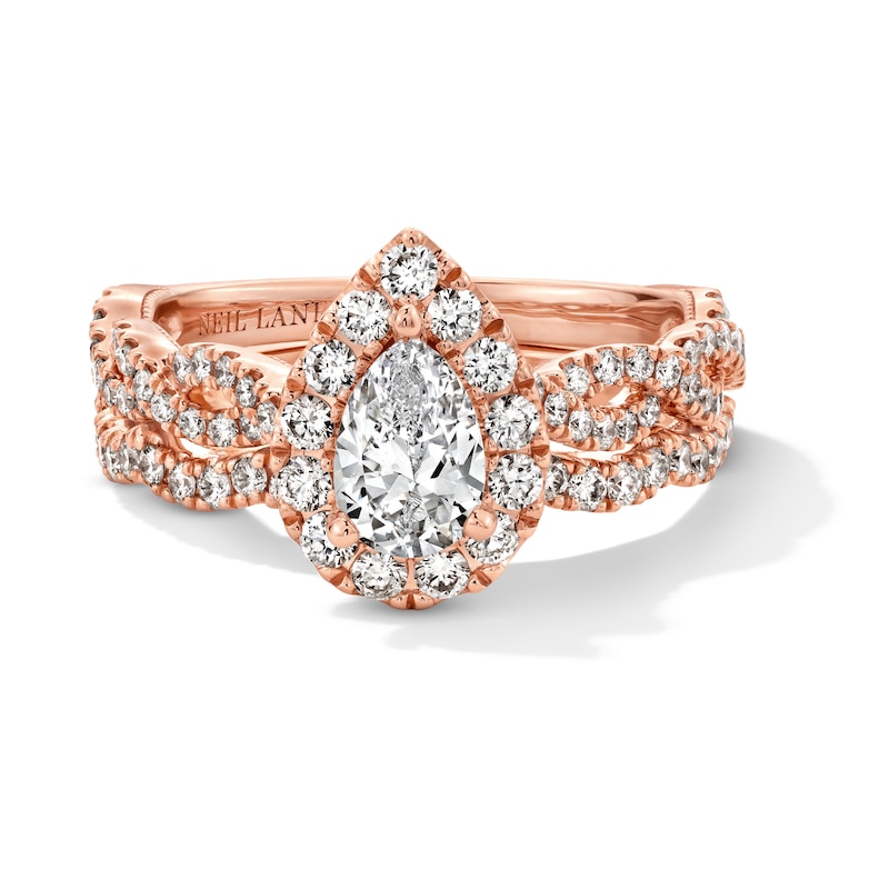 Main Image 3 of Neil Lane Diamond Bridal Set 1-1/2 ct tw Pear & Round-cut 14K Rose Gold