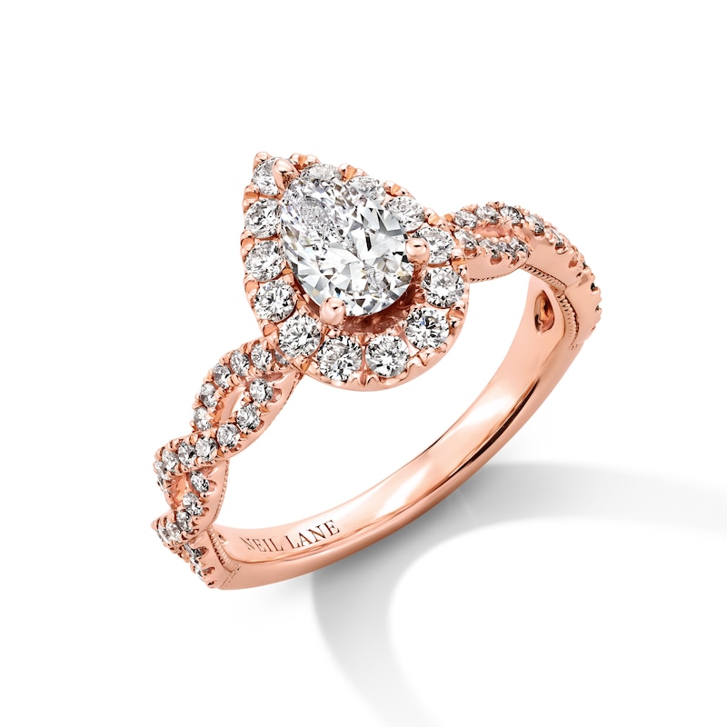 Main Image 1 of Neil Lane Diamond Engagement Ring 1-1/6 ct tw Pear/Round 14K Rose Gold