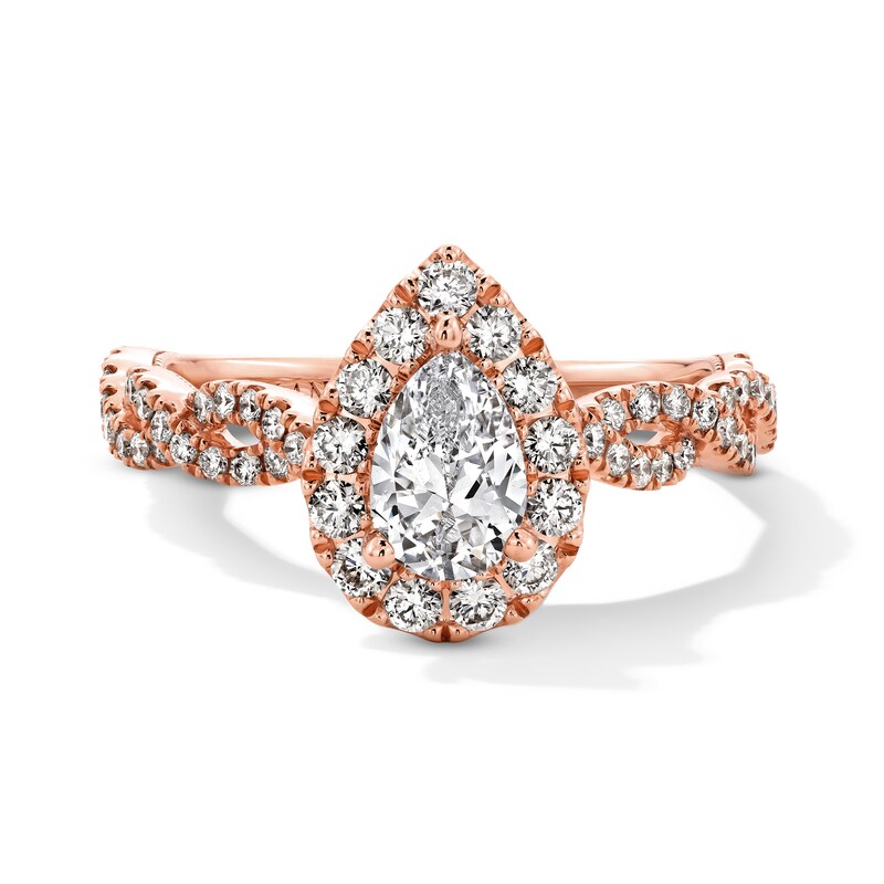 Main Image 3 of Neil Lane Diamond Engagement Ring 1-1/6 ct tw Pear/Round 14K Rose Gold