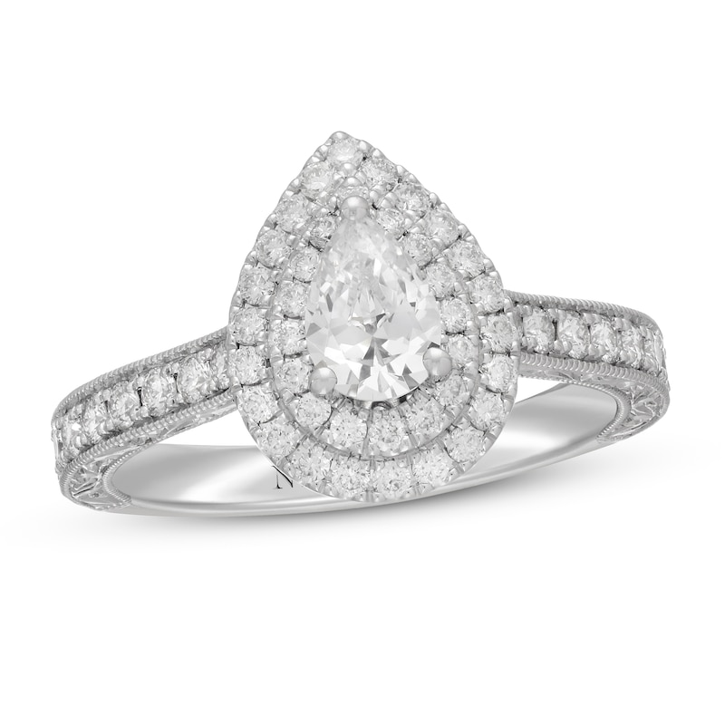 Neil Lane Diamond Engagement Ring 1-1/8 ct tw Pear/Round 14K White Gold