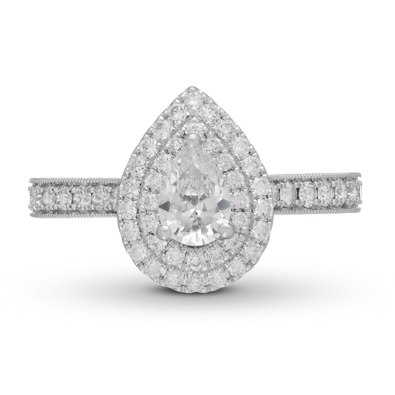 Neil Lane Diamond Engagement Ring 1-1/8 ct tw Pear/Round 14K White Gold