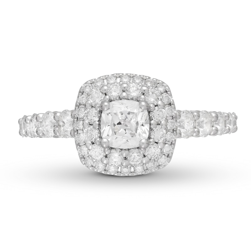 Neil Lane Diamond Engagement Ring 1-1/2 ct tw Cushion/Round 14K White Gold