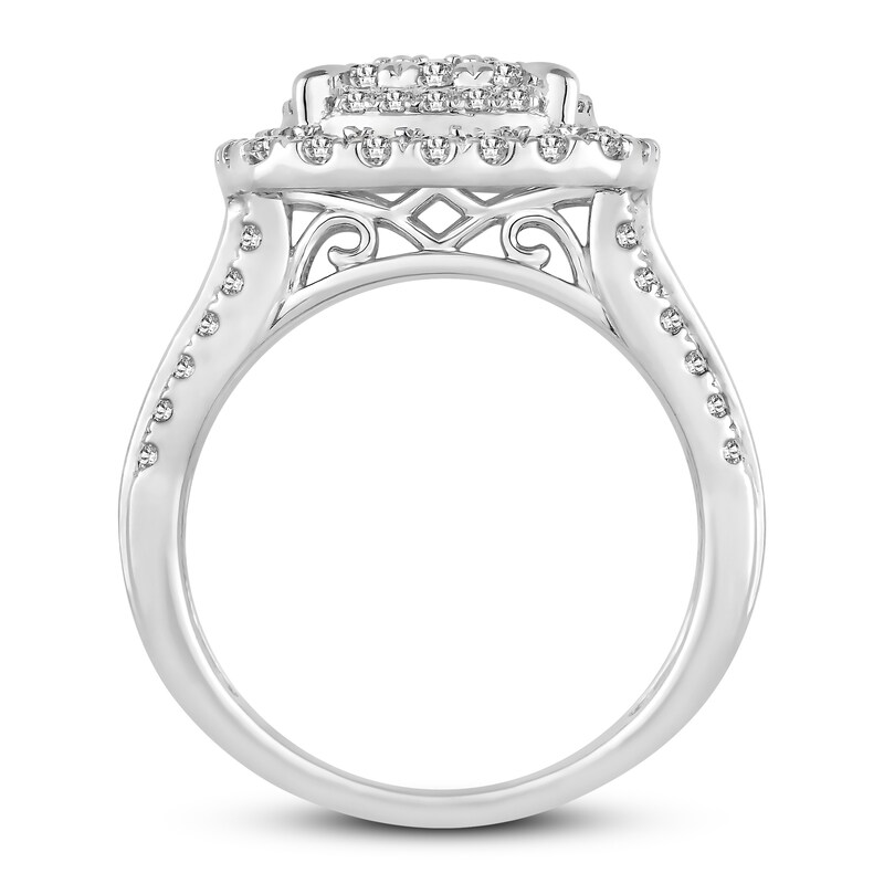 Multi-Diamond Engagement Ring 1-1/2 ct tw Round-cut 10K White Gold