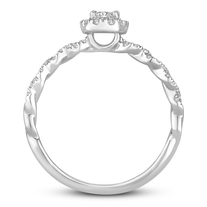 Diamond Engagement Ring 1/2 ct tw Oval/Round 14K White Gold