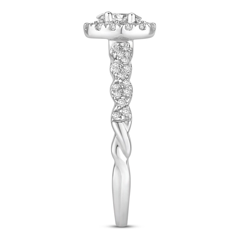 Diamond Engagement Ring 1/2 ct tw Oval/Round 14K White Gold