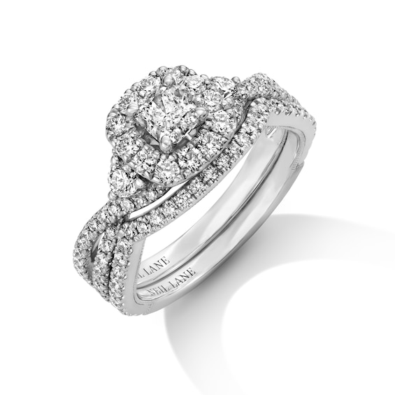Neil Lane Diamond Bridal Set 1-1/3 ct tw Cushion & Round-Cut 14K White Gold