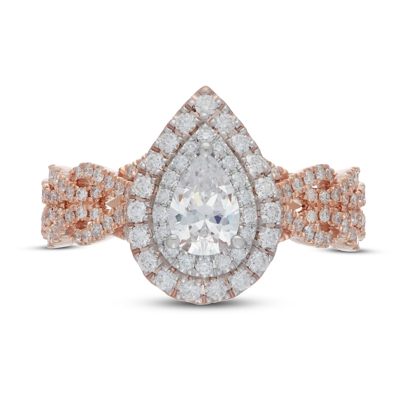 Neil Lane Diamond Engagement Ring 1-1/8 ct tw Pear/Round 14K Two-Tone Gold