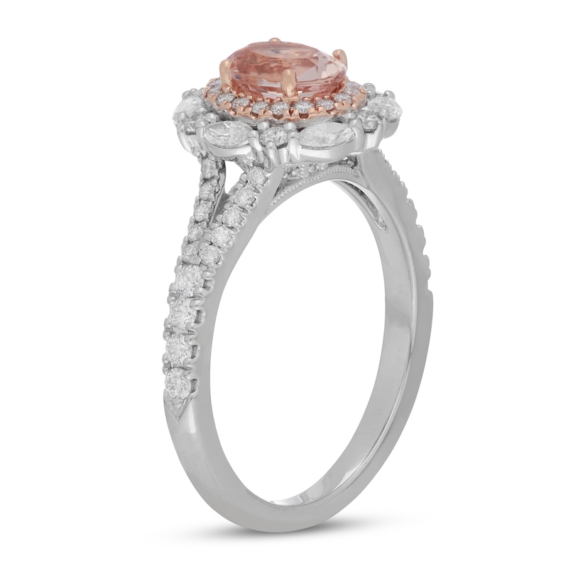 Main Image 2 of Neil Lane Oval-cut Morganite Engagement Ring 3/4 ct tw Diamonds 14K Two-Tone Gold