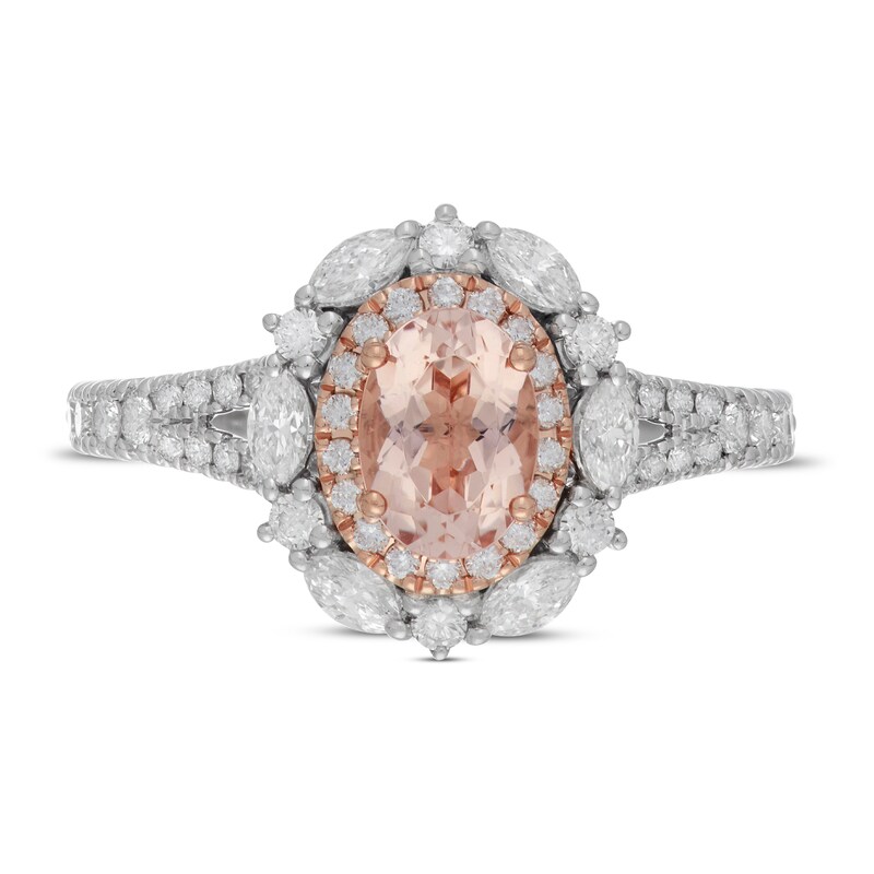 Main Image 3 of Neil Lane Oval-cut Morganite Engagement Ring 3/4 ct tw Diamonds 14K Two-Tone Gold