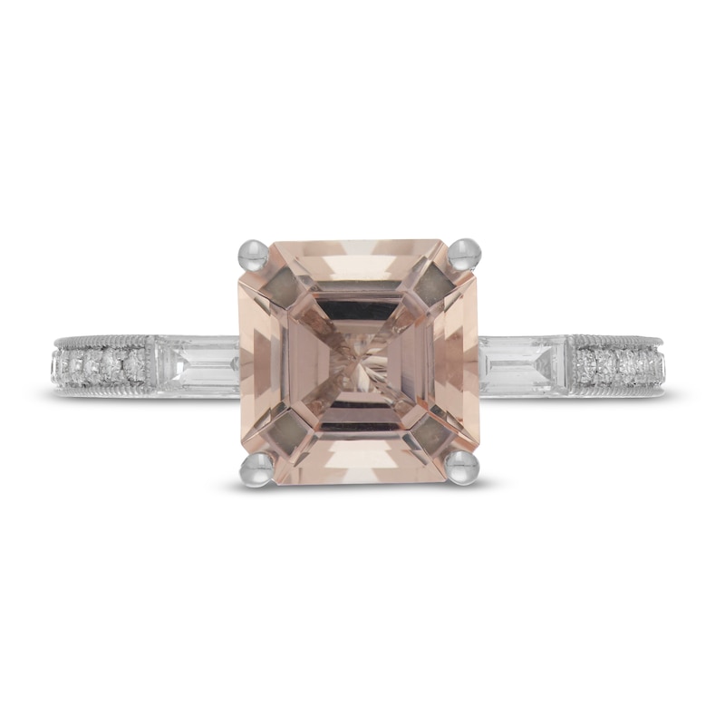 Neil Lane Square Emerald-cut Morganite Engagement Ring 3/8 ct tw Diamonds 14K White Gold