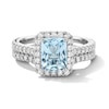 Thumbnail Image 3 of Neil Lane Radiant-cut Aquamarine Bridal Set 5/8 ct tw Diamonds 14K White Gold